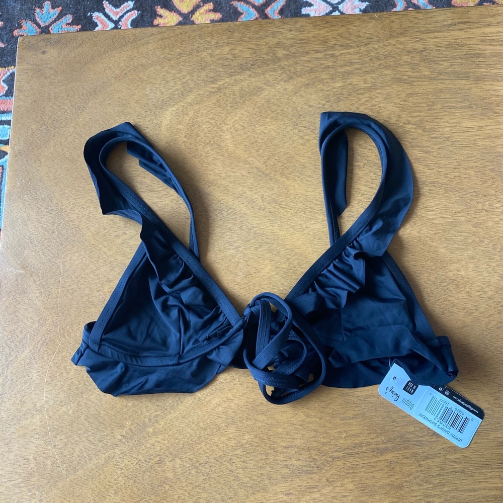Black Ruffle Front Tie Bikini Top *MOVING SALE*